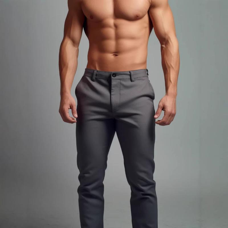 Summer Men's Black Slim Trousers Casual Business Ankle Length Dress