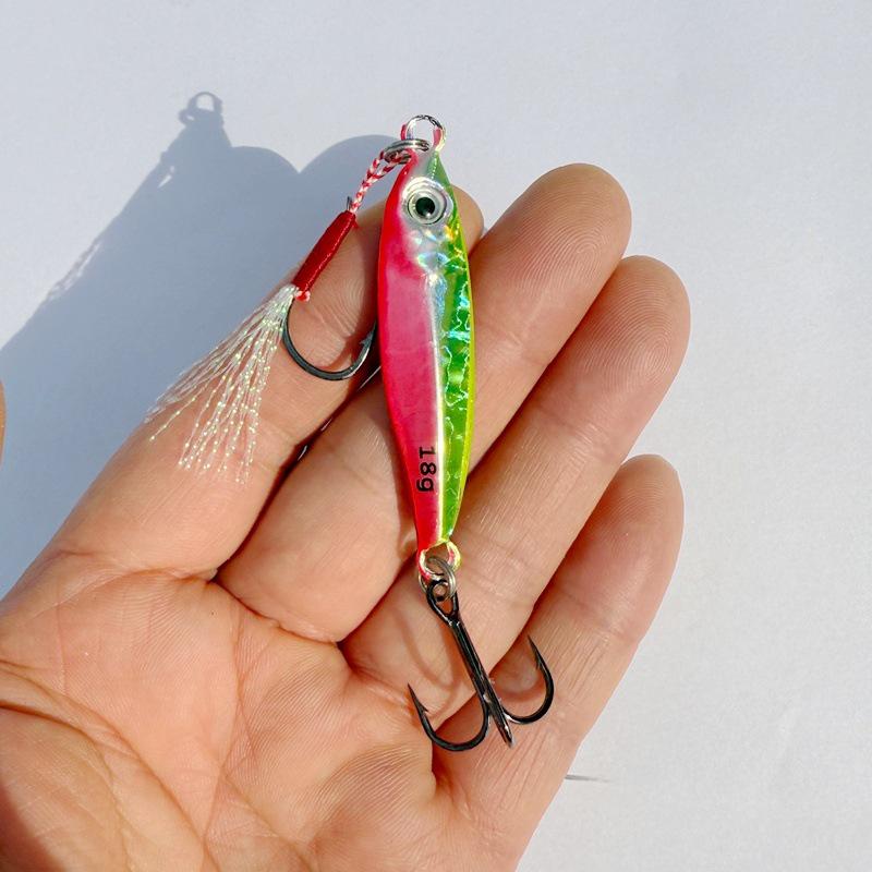 Luminous Blue Knife Iron Plate Lure with Double Hooks for Long Casts, Sea & Freshwater Fishing.