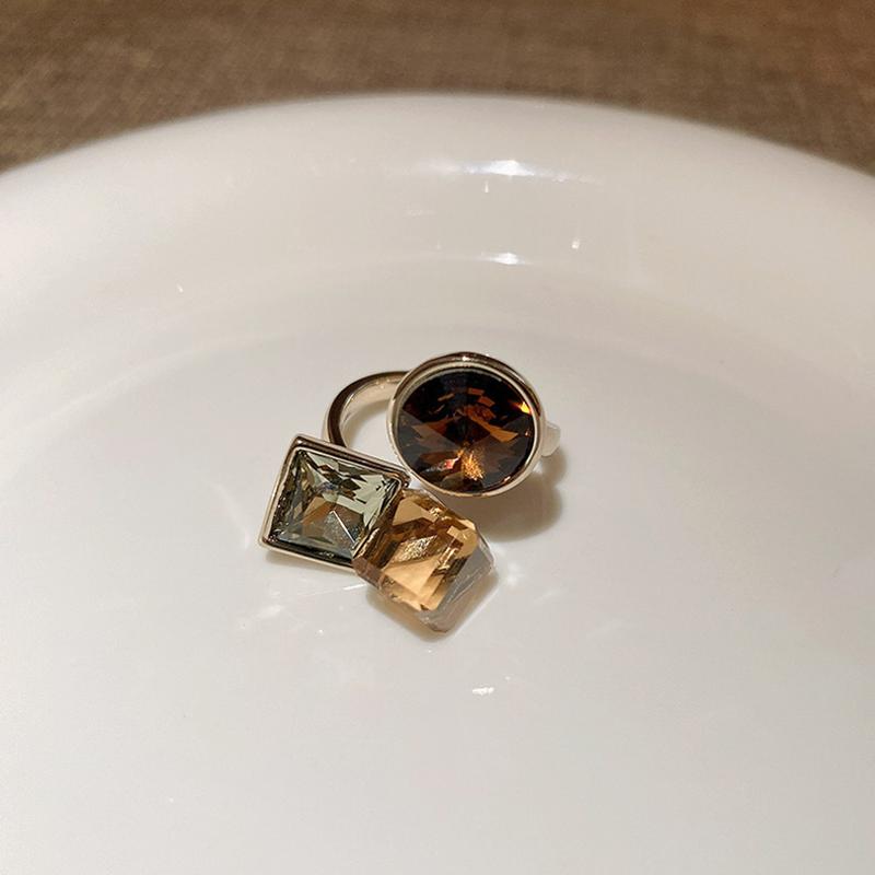 Anelli Geometrici Ellittici in Zircone Multistrato Colorati con Apertura per Donne Nuovo Design Creativo di Tendenza Gioielli Regali