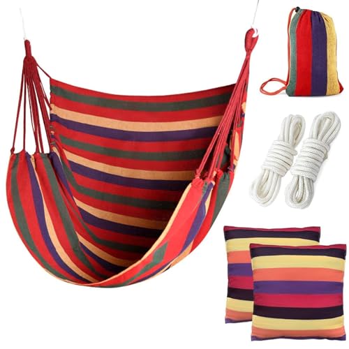 Samcos Hammock Chair, Hanger Rack Swing Chair, Indoor/Outdoor Use, Folding Hanging Chair, Park, Outdoor, Camping, Pole Hanging Chair, Durable Rope/Hug