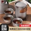 Service à Thé Portable en Titane Camping en Plein Air Voyage Bouilloire à Infusion Rapide Avec 3 Tasses Filtre Isolé Double Paroi