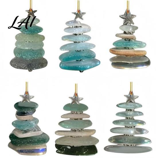 Calendario dell'Avvento di Natale Fatto a Mano Personalizzato con Vetro Marino, Scatola Conto alla Rovescia 24 Giorni con Decorazione da Appendere ad Albero, Ornamenti in Acrilico Festivi