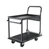 Foldable Push Cart Dolly, 317.51 Kg, Heavy Duty Platform Hand Truck with Wheels, High-Strength Steel, 2 Tier Moving Flatbed Cart, for Warehouse,