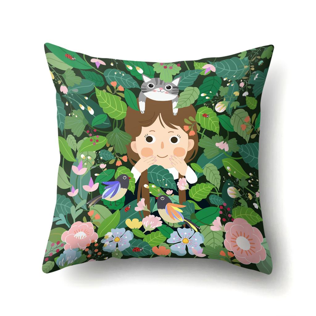 Tier Geometrische Figur Einseitiger Kissenbezug Büro Umarmungskissenbezug Taillenkissenbezug Polyester Einfacher Sofakissenbezug