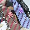 Boys Girls Cute Bear Pearls Chain Striped Necktie Children School Uniform Adjustable Pre Tied Ties for Wedding Parties
