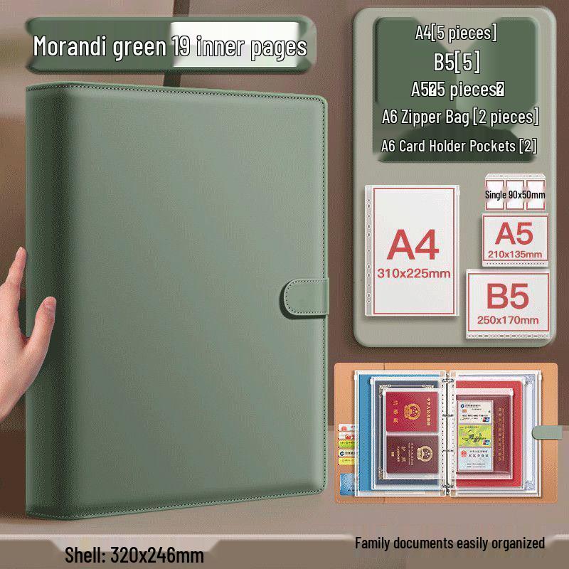 Portable Family Document Organizer: Loose-leaf, Multifunctional, Transparent, Large-Capacity Album for Birth Certificates & Household Records.