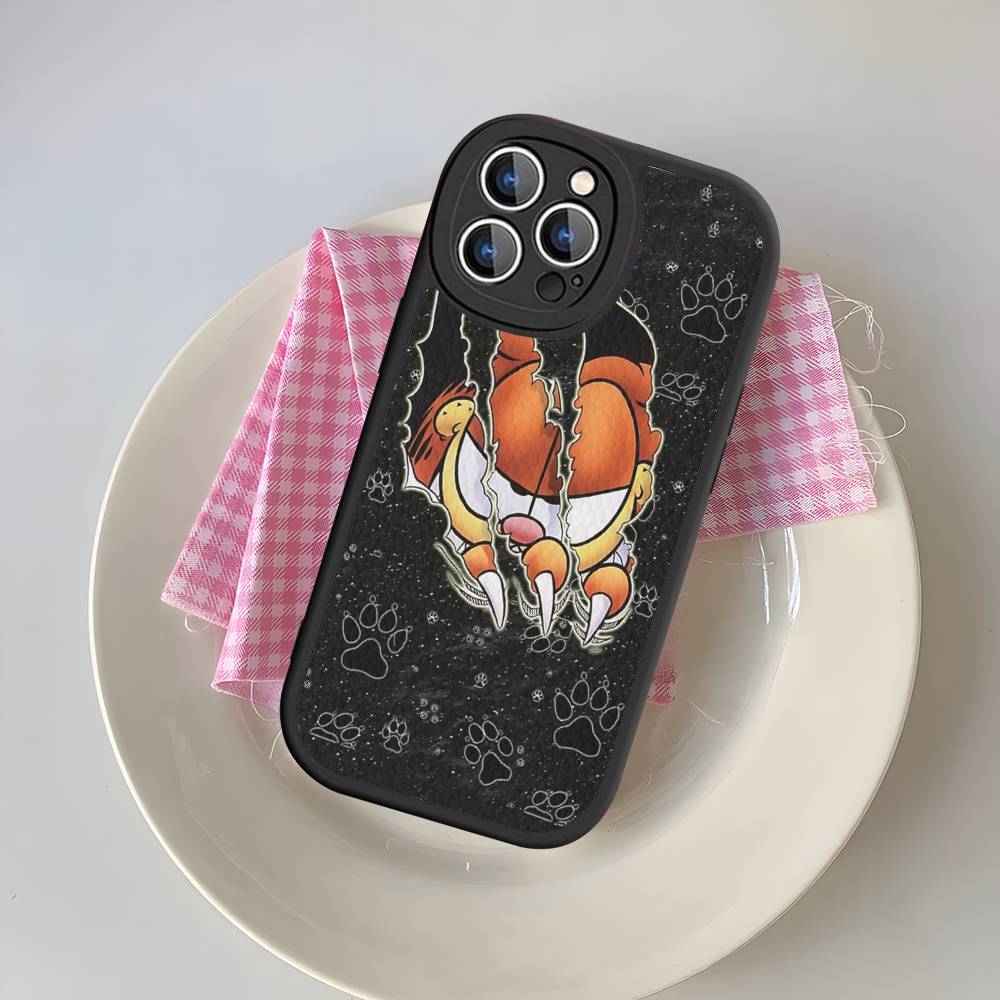Cute Anime G-Garfields Cat Phone Case For Iphone 16 15 14 13 12 11 Pro Max Plus Leather Soft Back Cover