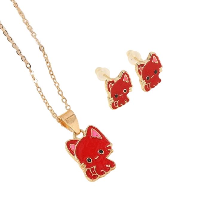

Unique Cats Ear Jewelry Pendant Necklace Cartoon Cats Ear Studs Alloy Texture Perfect for Fashion Style Individuals красный
