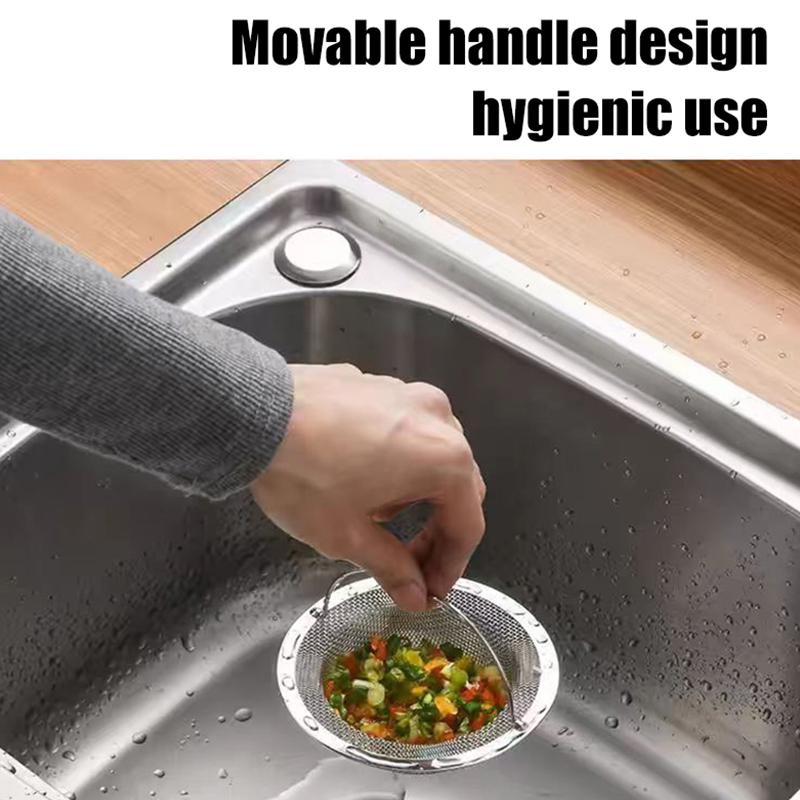 1Pcs Stainless Steel Kitchen Sink Filter Kitchen Garbage Food Residue Dishsink Filter With Handle Metal Sink Strainer