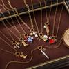 Retro Fish Boots Flower Loop Necklace with Multiple Pendants DIY Boots Love Pearl Plated 18K Gold Color Preserving