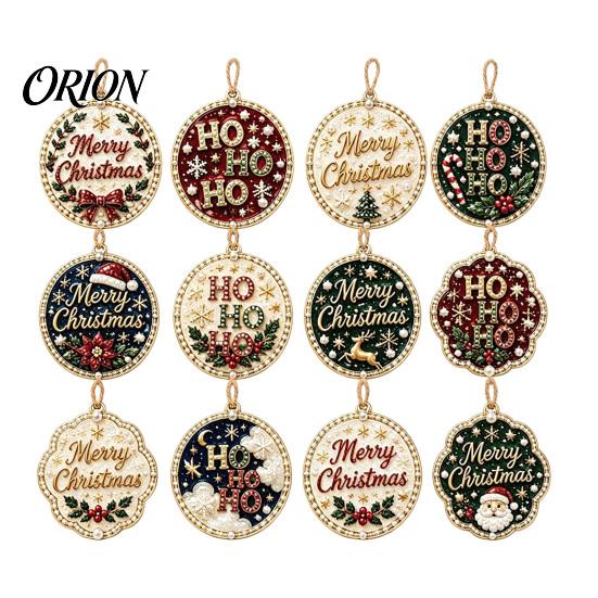 Living Room Ornament 12PCS Christmas Tree 2D Flat Pendant, Pearl Acrylic Art Kits, Bright Gift for Holiday Season Color Classic Patterns Party