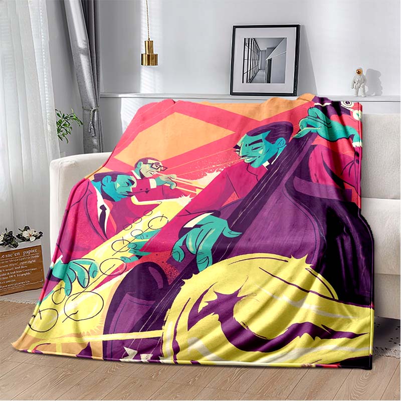 Paris Cubist Abstract Eiffel Tower Guitar Woman Figure Print Soft Flannel Throw Blanket Warm Sofa Couch Bed Home Decor Cover For Travel Art Lovers