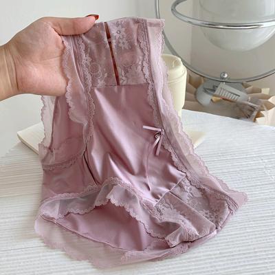 Ausgeschnittene Luxus-Satin-Dreiecksslips Mittelhoch Damen-Slips