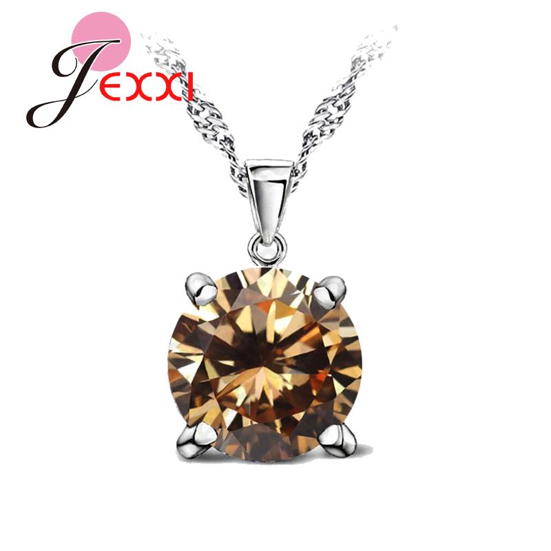 

CZ Crystal Chain Necklaces Solid 925 Silver Color Pendant Necklace Fashion Brand Crystal Party/ Wedding Jewelry For Women шампанского