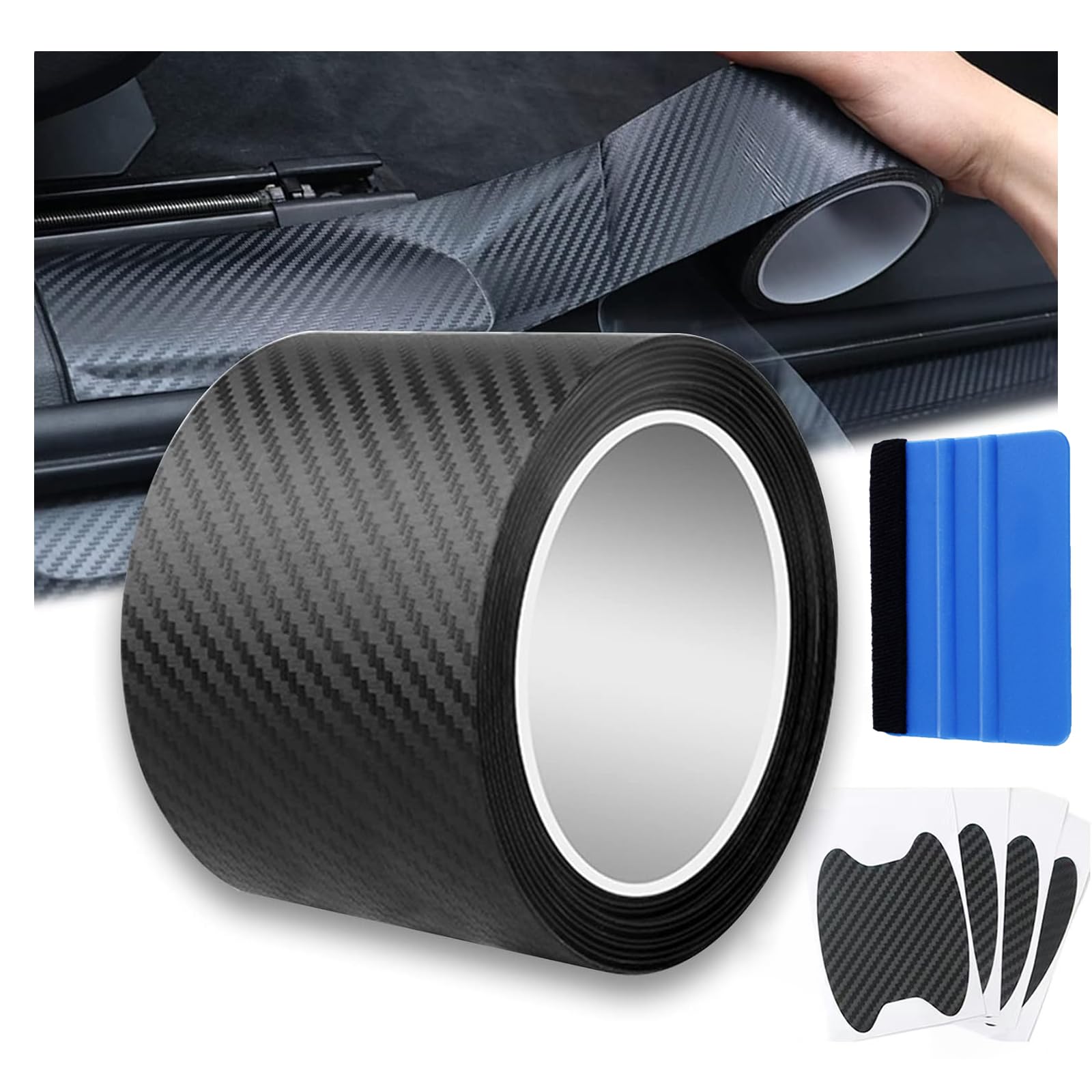 

Дверь автомобиля 5D Углеродное волокно Дверь автомобиля Кузов Боковой порог Царапины и Пятна Кромка двери Черная пленка, Противоударная полоса, Тип ленты, Защита, Защита,
