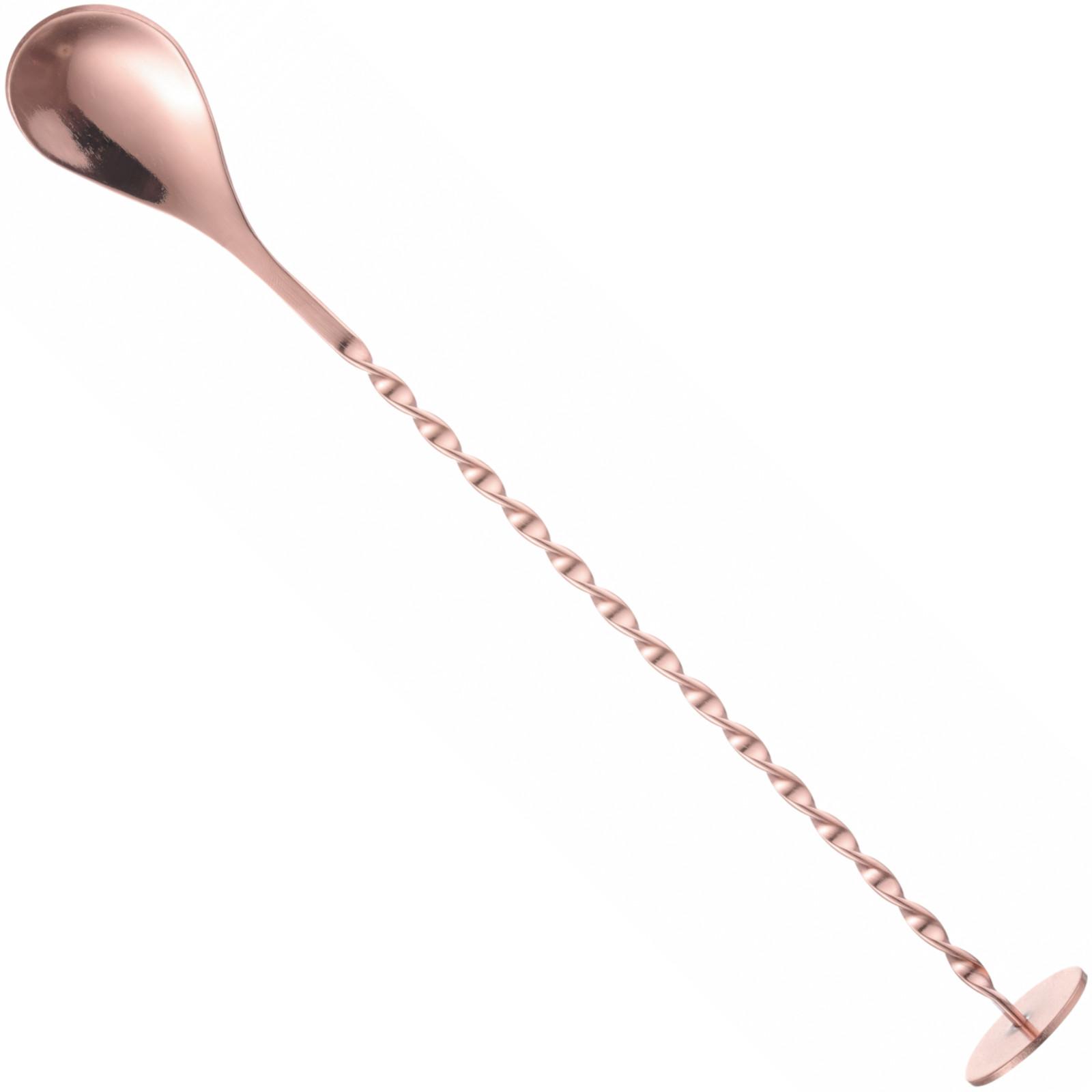 Langer Barlöffel für Cocktails mit Stößel 280 x 35 mm Kupfer
