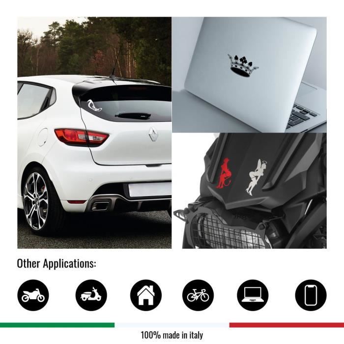 Sticker Autocollant Prédécoupé - 4R QUATTROERRE.IT - Drapeau Pirate - 13.5 x 16 cm - Noir - 2 Pièces