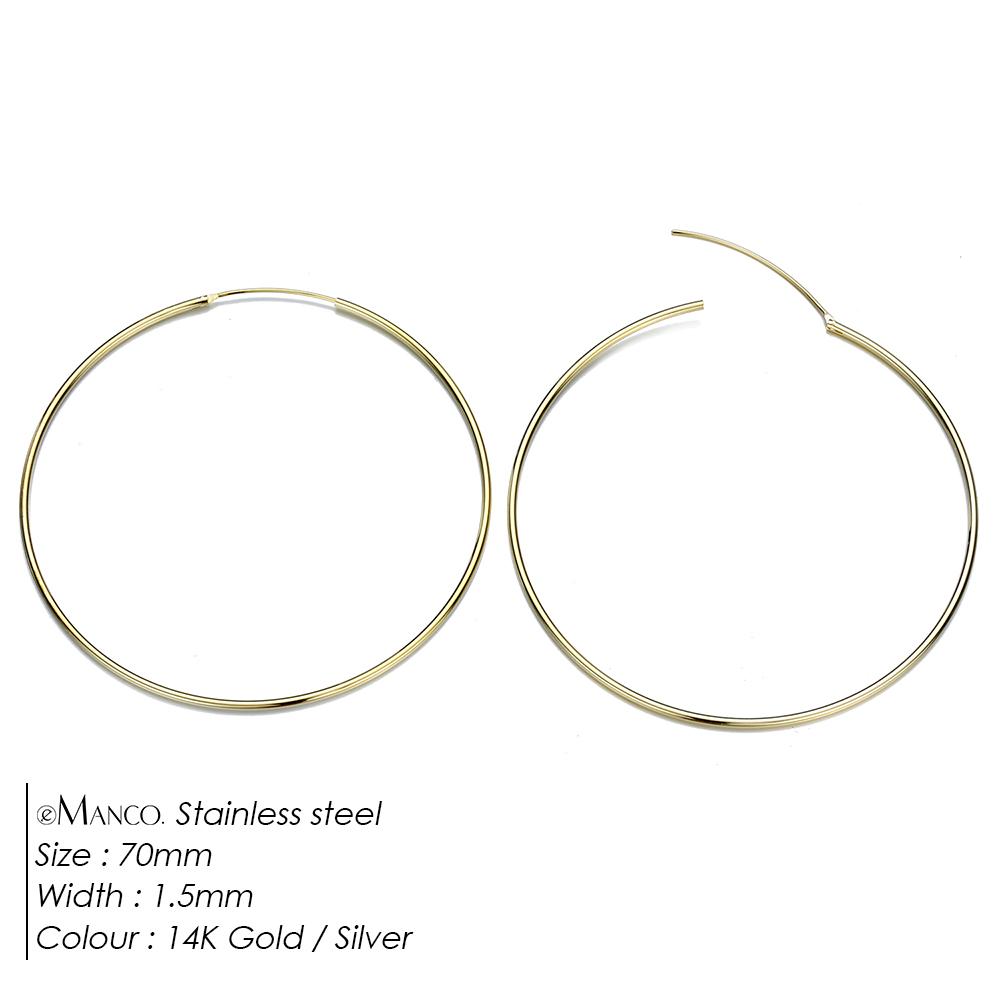 eManco Fashion Gold Size Circle Earrings Women's Jewelry Accessories Classic Stainless Steel Earrings Wholesale