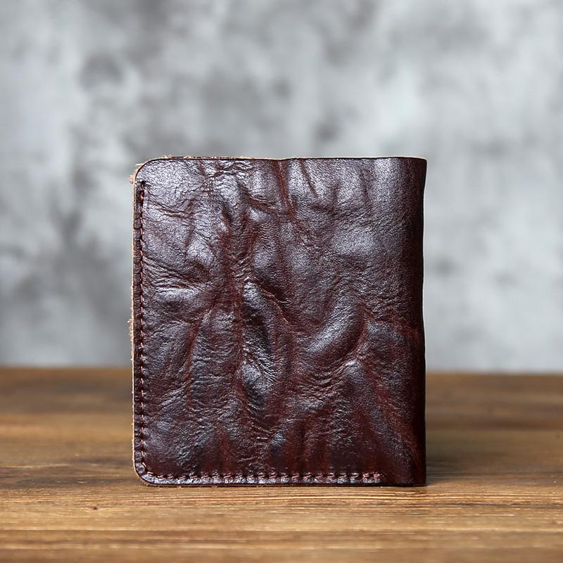 NZPJ Retro Genuine Leather Men's Wallet Natural Top Layer Cowhide Wallet Vertical Women's Wallet Bank Card Bag