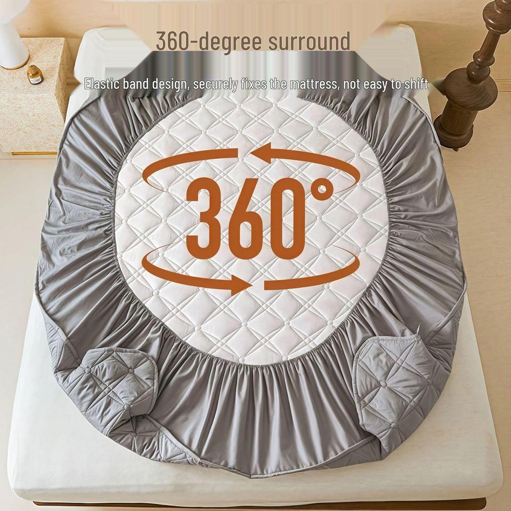 Class A Quilted Cotton Mattress Protector - Thick, Soft, Breathable, Dustproof, Non-Slip Full Cover