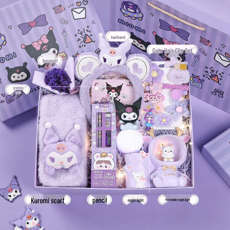 Set cadou de iarnă Kuromi: Eșarfe și Accesorii pentru Fete (Vârste 10-12)