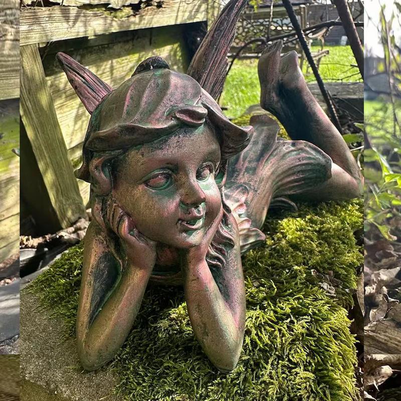 Figurky do pohádkové zahrady Dekorativní andělské figurky odolné proti povětrnostním vlivům Zahradní miniatury Romantické zahradní dekorace na balkon