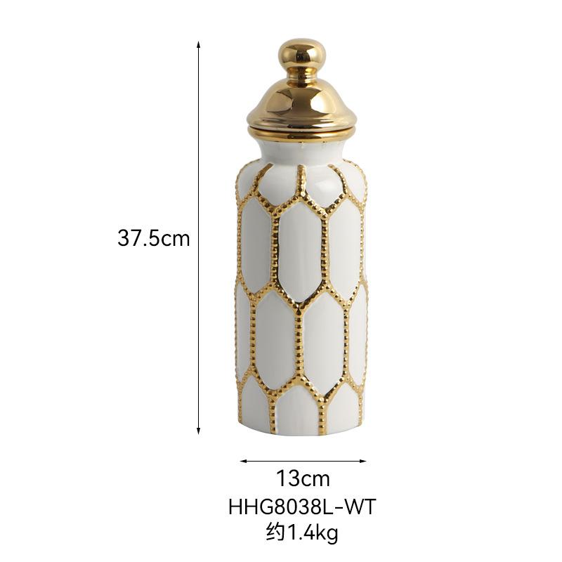 Ceramic General Jar Ornaments Vase Living Room European-style Gold Luxury Flower Arrangement Home Large Soft Decoration Crafts