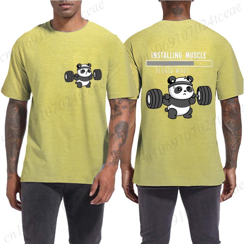 Funny Panda Weightlifting Squat Gym Quote Graphic Print T Shirts Men Women Kawaii Meme T-shirts Male Casual Tees Short Sleeve