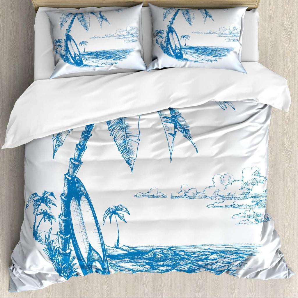 Coconut Palm Three-Piece Quilt Cover 3D Digital Printing Bedding Set Bed Cover