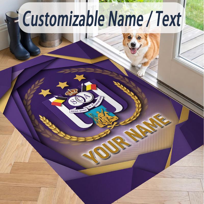 Custom Text Printed Rug Anderlecht FC Non Slip Floor Carpet For Home Room Decor