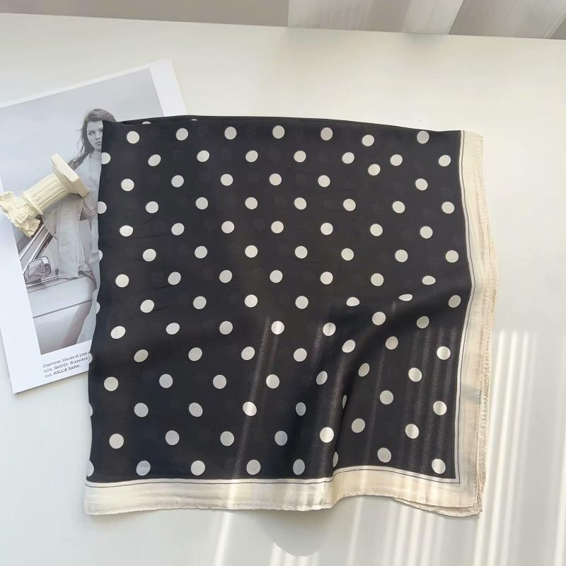 Versatile Women s Korean Polka Dot Silk Scarf - 70cm Square, Imitation Silk, Spring/Summer New Arrival 70cm x 70cm