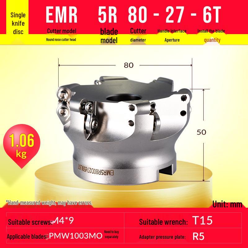 EMR Face Milling Round Nose CNC Tool Holder BT40 R5 Extended Cutter Head
