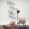 Dance As Though No One Is Watching Love Quote Wall Decals Removable Pvc Wall Stickers Home Decor Bed