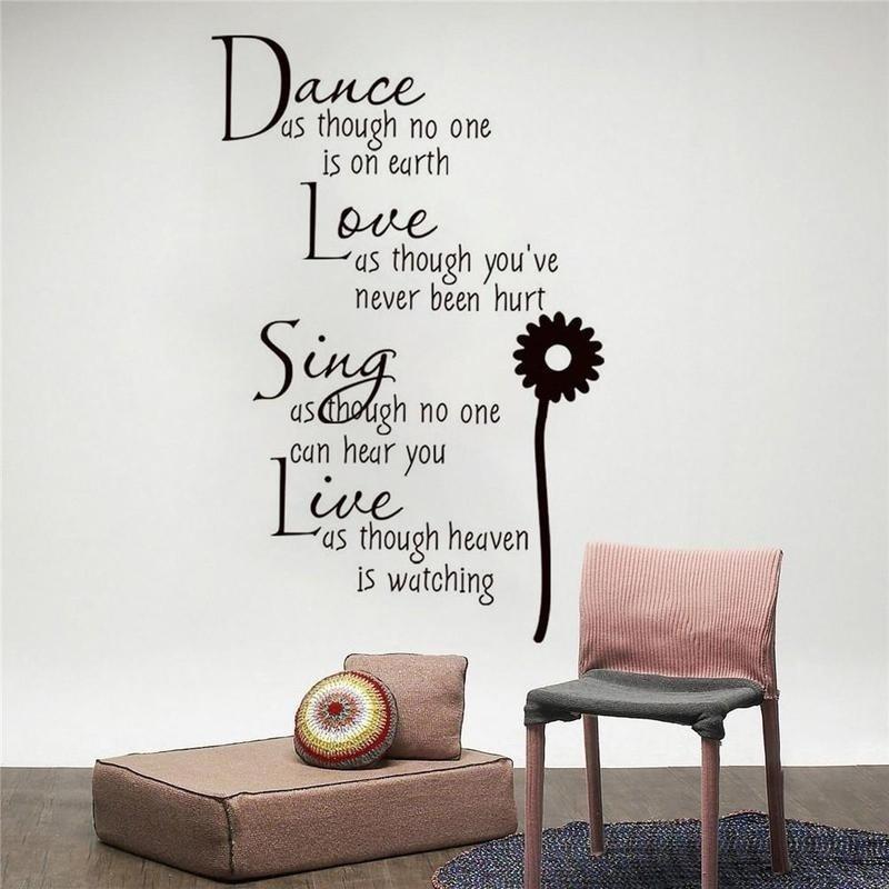 Dance As Though No One Is Watching Love Quote Wall Decals Removable Pvc Wall Stickers Home Decor Bed