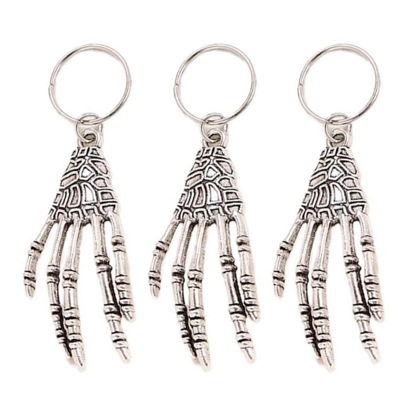 Skeleton Claw Hair Beads Loose Coil Hair Jewelry For Braid Hair Rings Dreadlock Bead Braid Rings Hair Clip Braid Clip