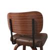 Bar Stool Curve – Swivel PU Upholstered Stool with Curved Wood Sickle Backrest & Metal Frame, 360 Degrees Swivel, Set of 2