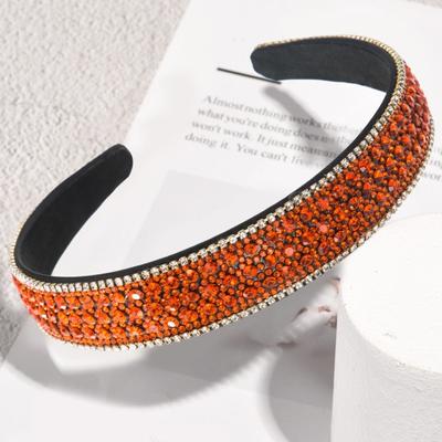 Retro Wide Hair Hoop Shiny Rhinestones Inlaid Lightweight Headband Bright Color Hairband Hair Accessories