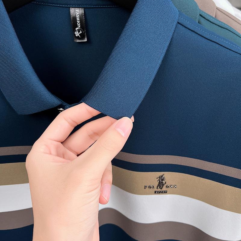 Kurzarm T-Shirt Herren Poloshirt Locker Revers Halbarm Oberteil Eisseide Business Casual Unterhemd