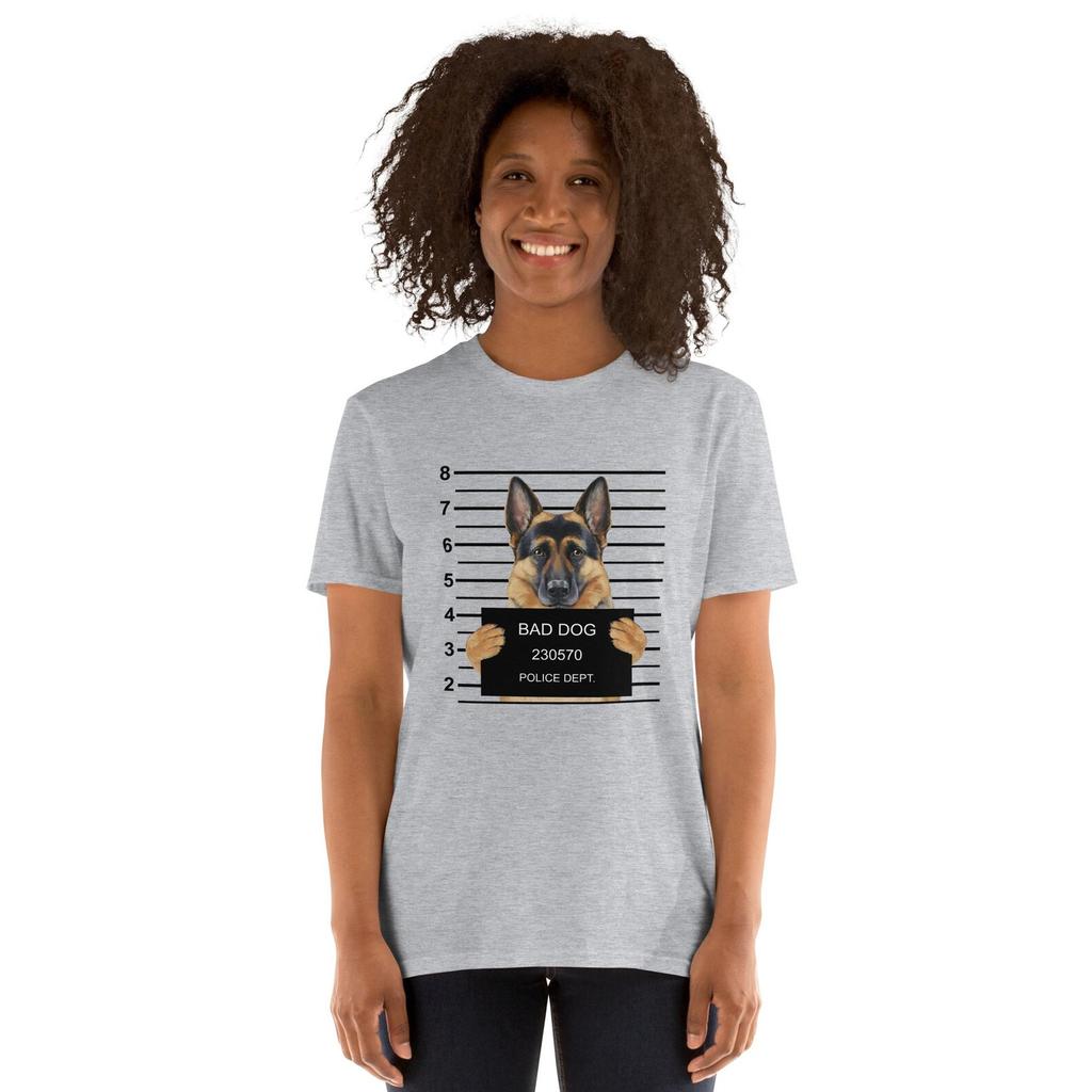 Funny Beautiful Bad Dog Mugshot ( Cute German Shepherd ) Short-Sleeve Unisex T-shirt Mens Kids Womens