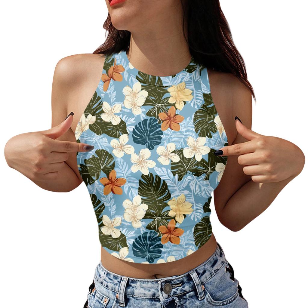 Women's Fashion Hawaii Print Sleeveless Base Tank Top