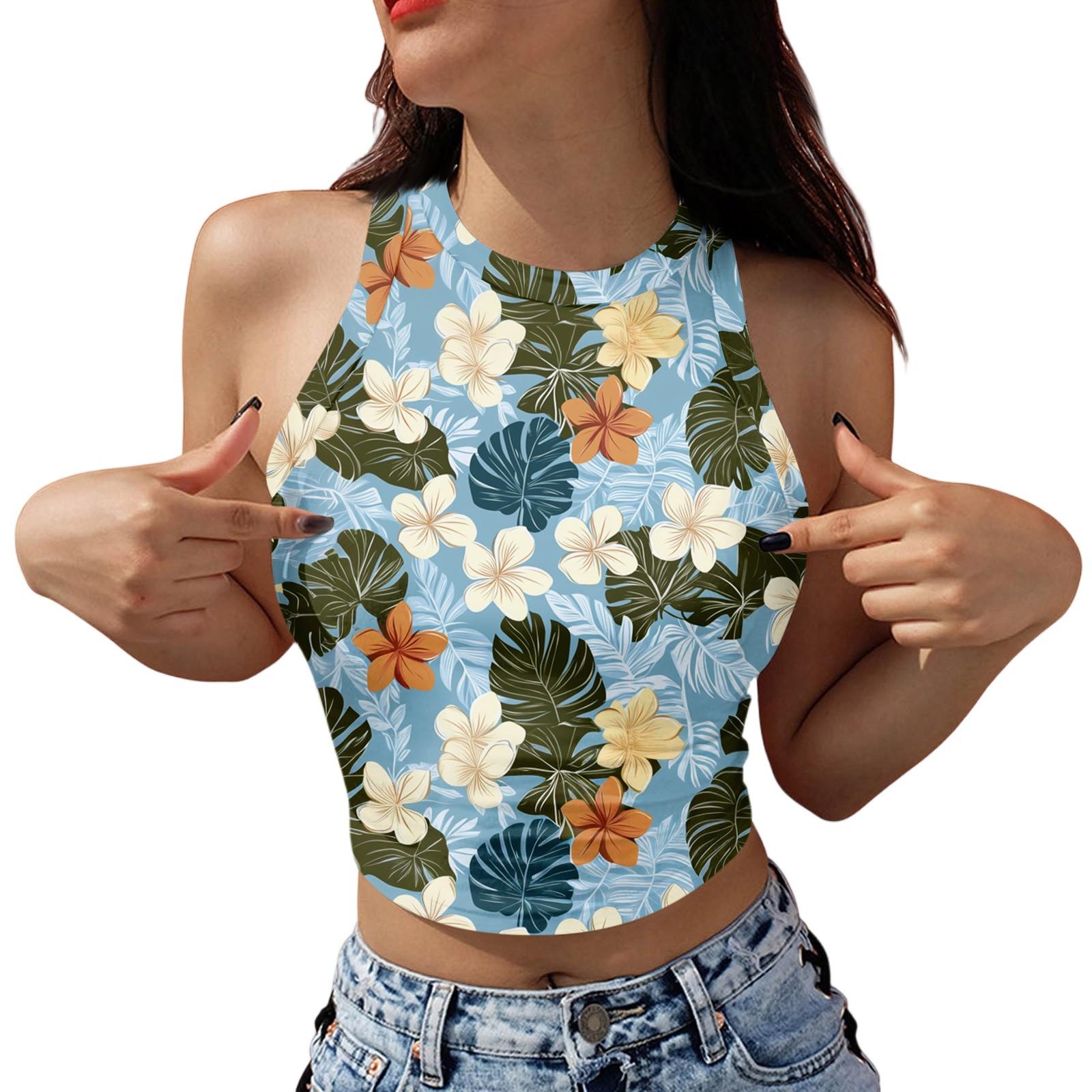 

Жіноча модна базова майка без рукавів з гавайським принтом XL