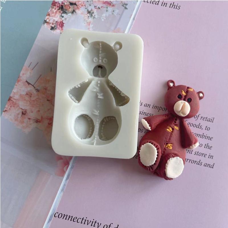 Bears Silicone Mold DIY Bows Bear Face Pillows Silicone Mold Cake Chocolate Decorate Plaster Fudge Sugar Mold