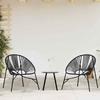 VidaXL Set of 3 Garden Chairs Black Wicker, Garden Table and Chairs, Patio Table and Chairs 4009292