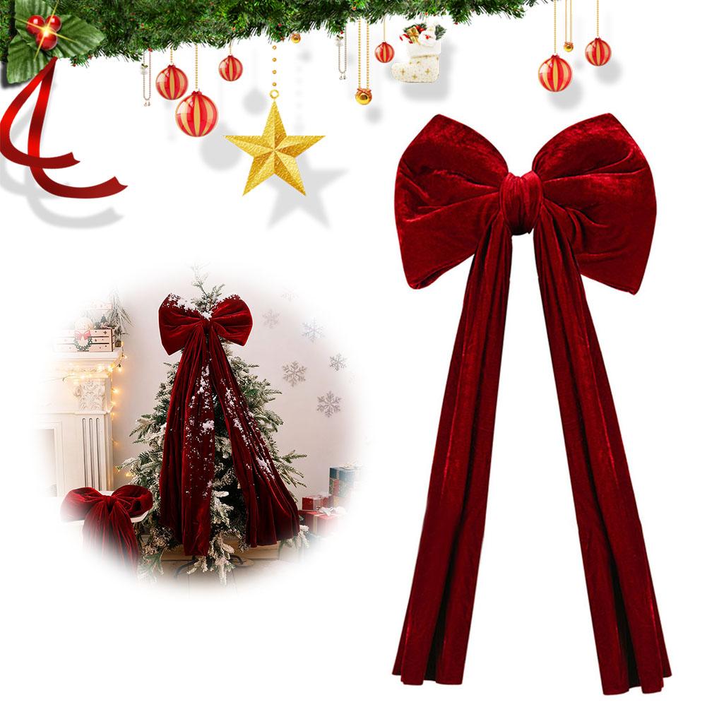 40cm Extra Groß Samtlose Fliege Weihnachtsbaum Schleife Dekoration Anhänger Exquisites Band, Festliche Atmosphäre Requisiten