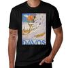 Davos Switzerland Vintage Ski Poster Tshirt Breathable Lightweight Summer Top