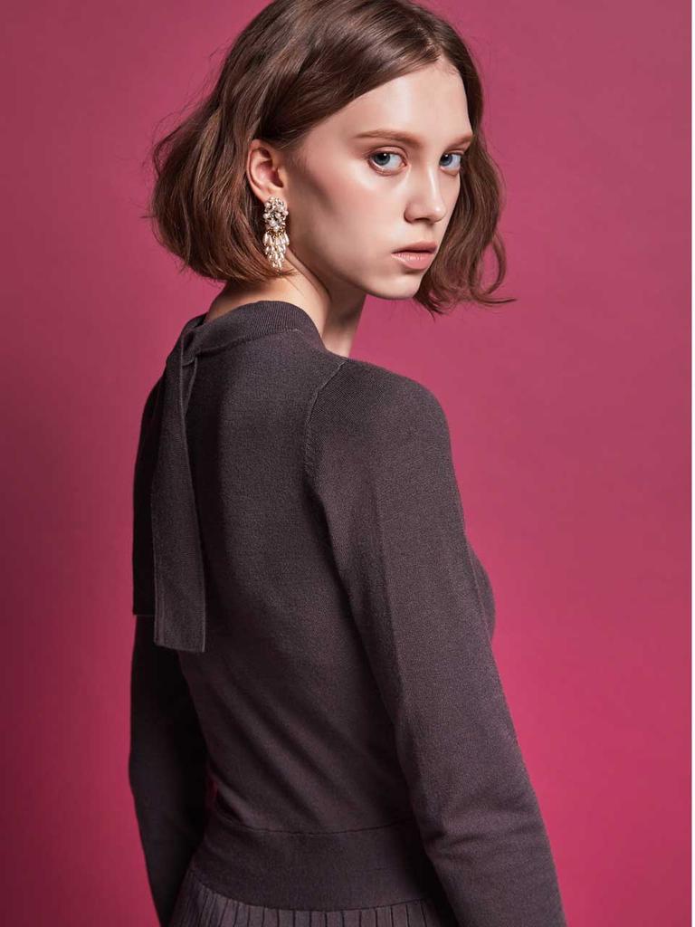 I Holic Cashmere Neckstrap Flare Knit Dress
