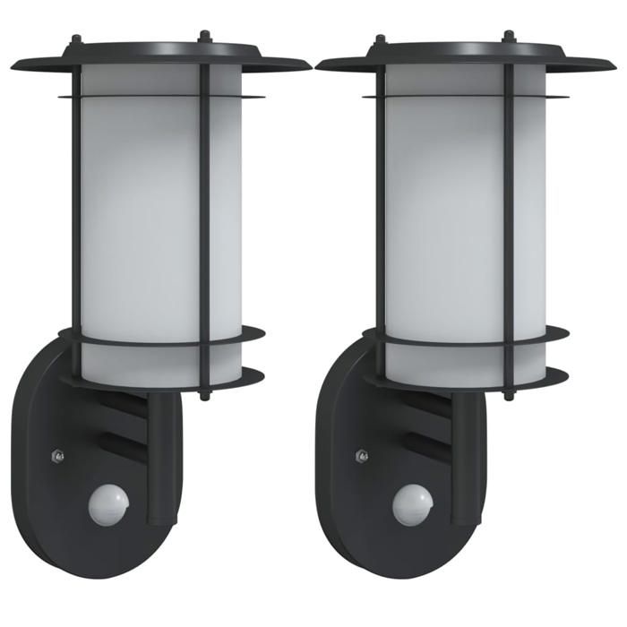 VidaXL Appliques murales d'extérieur et capteurs 2pcs acier inoxydable, éclairage mural d'extérieur, lampe murale de jardin, 4006291