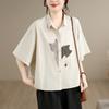 DIMANAF 2026 Women Plus Size New Summer Blouse Shirt Short Sleeve Cotton Print Casual Loose Lady Tops Shirts