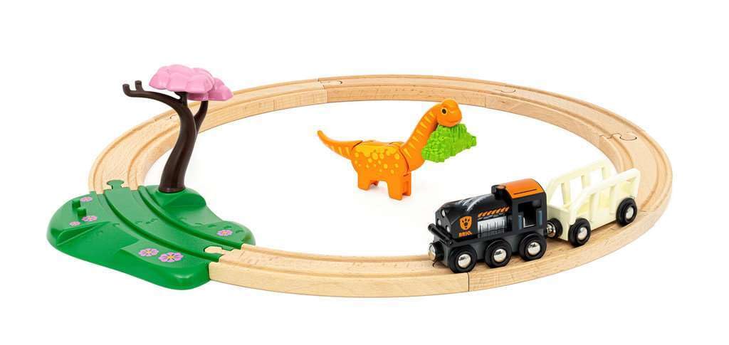 BRIO Dinosaur Circle Set for Ages 3 and Up Wooden 36098, (Train Toy, Tracks, Dinosaurs)