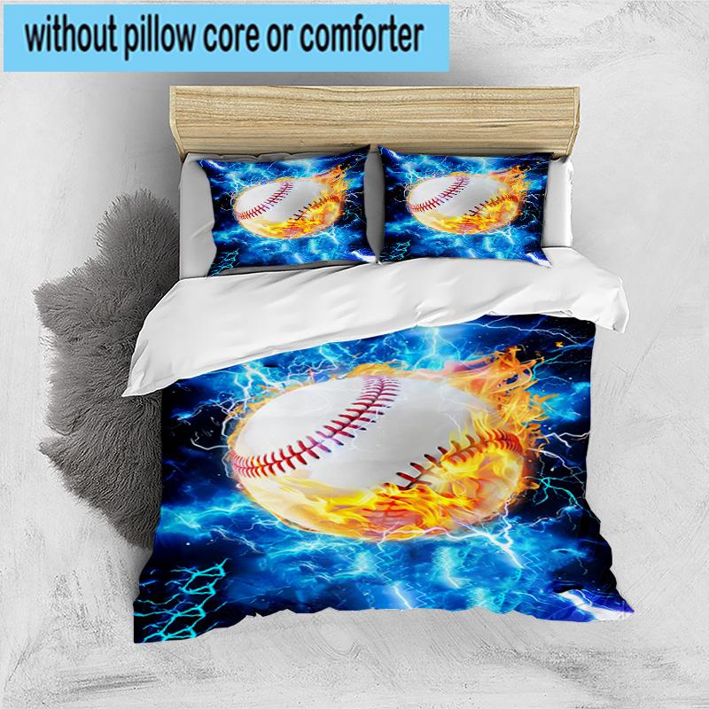 3PCS Flaming Football Artwork 3pcs Bedding,Including 3PCS Duvet Cover And 2pcs Pillowcases Perfect for Christmas,Ideal for Bedroom, Dormitory